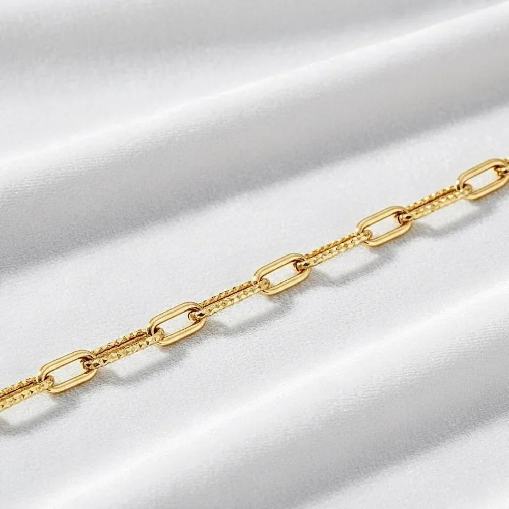 14K Gold Paperclip 1+1 Bracelet | Yellow Gold Link Chain By Tehrani Jewelry